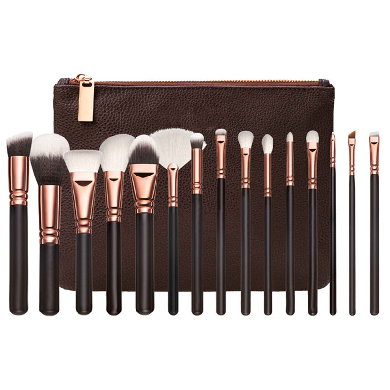 15-Piece Pink Rose Gold Makeup Brush Set