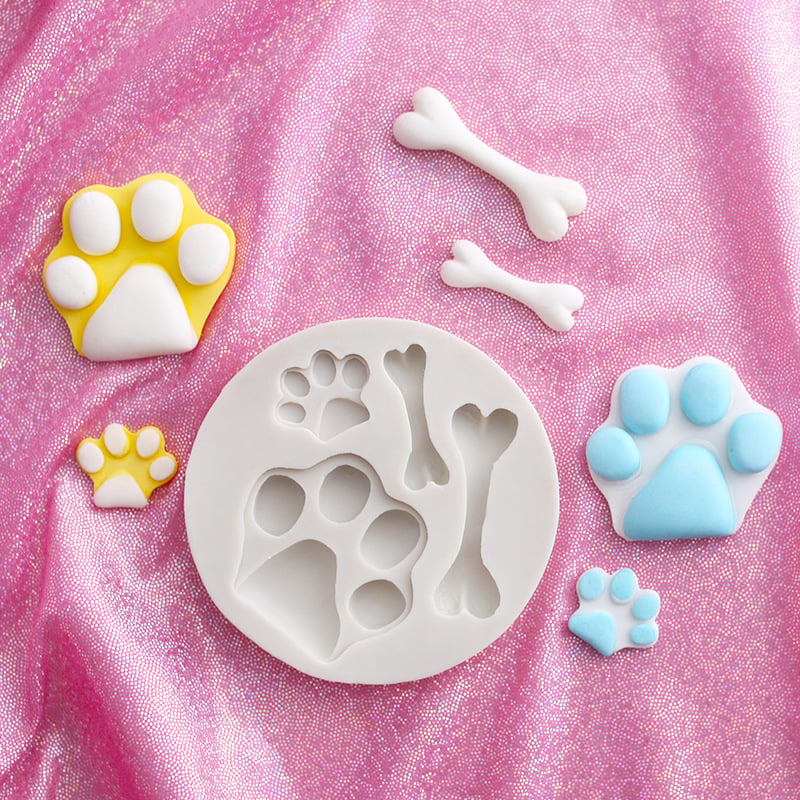 Dog Paw & Bone Silicone Fondant Mold