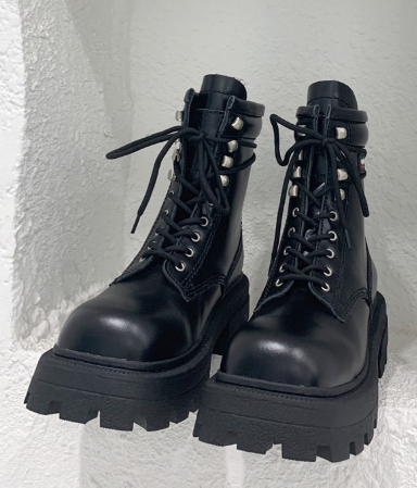Women's Martin Lace-Up Mid-Heel Short Boots