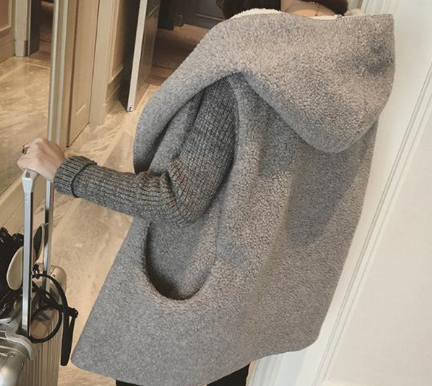Hooded Sherpa-Lined Knit Cardigan