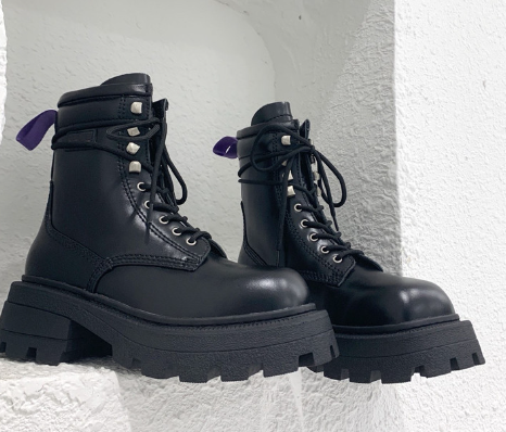 Women's Martin Lace-Up Mid-Heel Short Boots