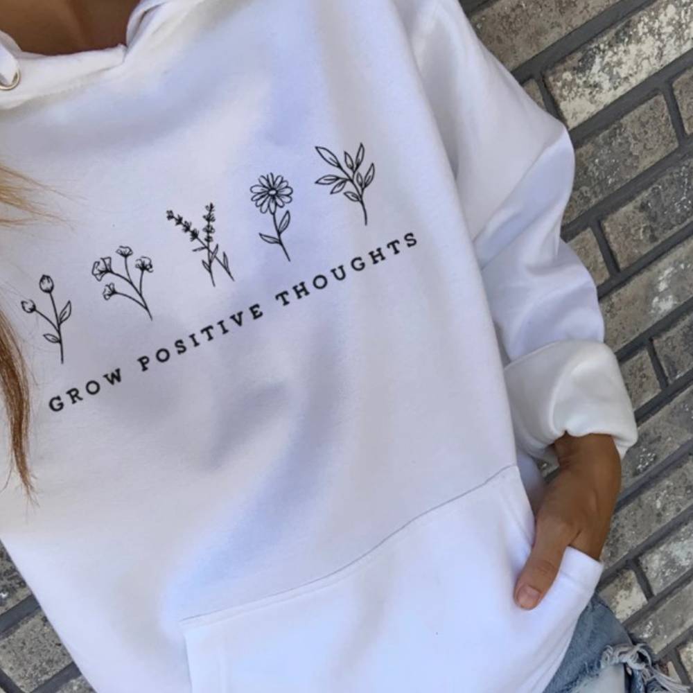 Casual Hooded Sweatshirt with Letter Pattern Print