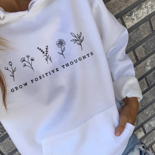 Casual Hooded Sweatshirt with Letter Pattern Print
